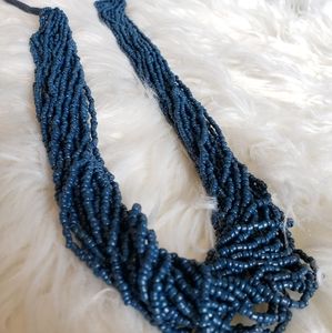 Blue Seed Bead Necklace